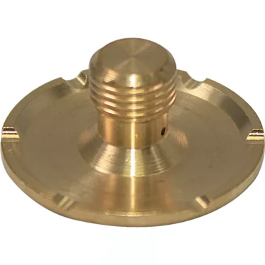The VBM RACCSPGR Grouphead Sprayer, a round brass component with a threaded center and four evenly spaced outer notches, is shown against a white background. © 2025 1st-line.com