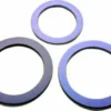 Three flat, circular metal washers of varying sizes, designed for the Brasil 10-1 Cup Moka Pot Gasket Replacement, are arranged on a white background. © 2025 1st-line.com