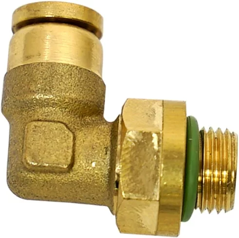 DISCONTINUED Lelit MC073 Boiler Elbow Fitting: 90-degree brass elbow with threaded end, hex nut, and green sealing ring. Compatible with Lelit MC073 (discontinued). © 2025 1st-line.com