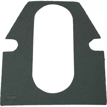 The Bezzera 7493011 Insulating for Mitica is a flat black rubber piece with a large central oval cutout and two notched sides, compatible with Bezzera Mitica models. © 2025 1st-line.com