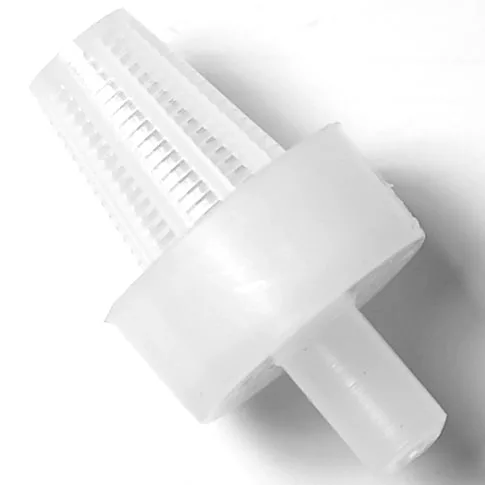 The DISCONTINUED Lelit MC042 Particle Filter is a white plastic cylindrical filter with a slotted, conical design and round base for filtering liquids or air in small appliances or machinery; compatible with Lelit MC042 models. © 2025 1st-line.com
