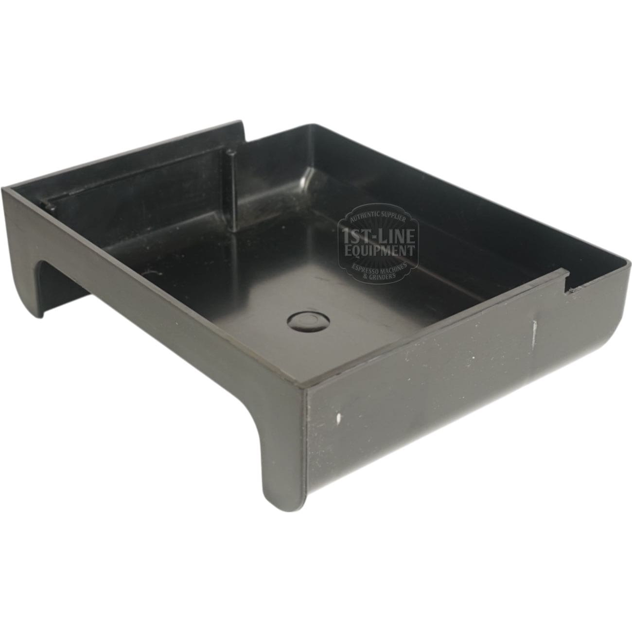 The Lelit MC051 Plastic Drip Tray is a black, rectangular tray with raised edges and an open front, designed to catch spills or drips from compatible equipment. © 2025 1st-line.com