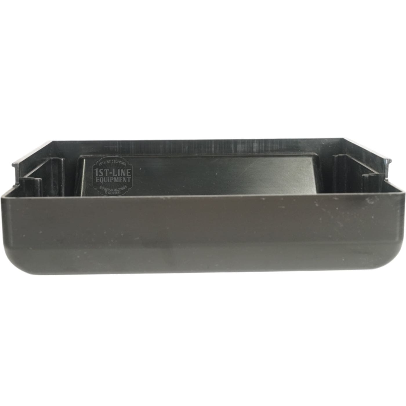 The Lelit MC051 Plastic Drip Tray is a rectangular black accessory with slightly raised edges and a flat bottom, designed for the Lelit MC051 espresso machine, shown from the front against a white background. © 2025 1st-line.com