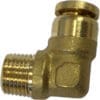 The Lelit MC141 L Joint with Quick Release is a brass 90-degree elbow fitting, featuring a male threaded end on one side and a push-to-connect quick release fitting on the other. © 2025 1st-line.com