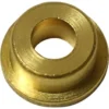 A close-up of a small, round, gold-colored VBM RIDUZIONED5 5mm Restrictor bushing with a central hole and flanged edge, viewed from above. © 2025 1st-line.com