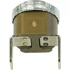 Close-up of a round, brown Solis 212.15 150° Thermostat featuring a metallic top and two metal prongs marked “32-” and “0-32” at the base, designed for thermal switch use in electrical or heating devices. © 2025 1st-line.com