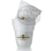 A sleeve of 50 Miscela D’Oro 2.5oz Plastic Espresso Cups, each bearing the gold coffee bean logo and bold black text, is displayed on a plain white background. © 2025 1st-line.com