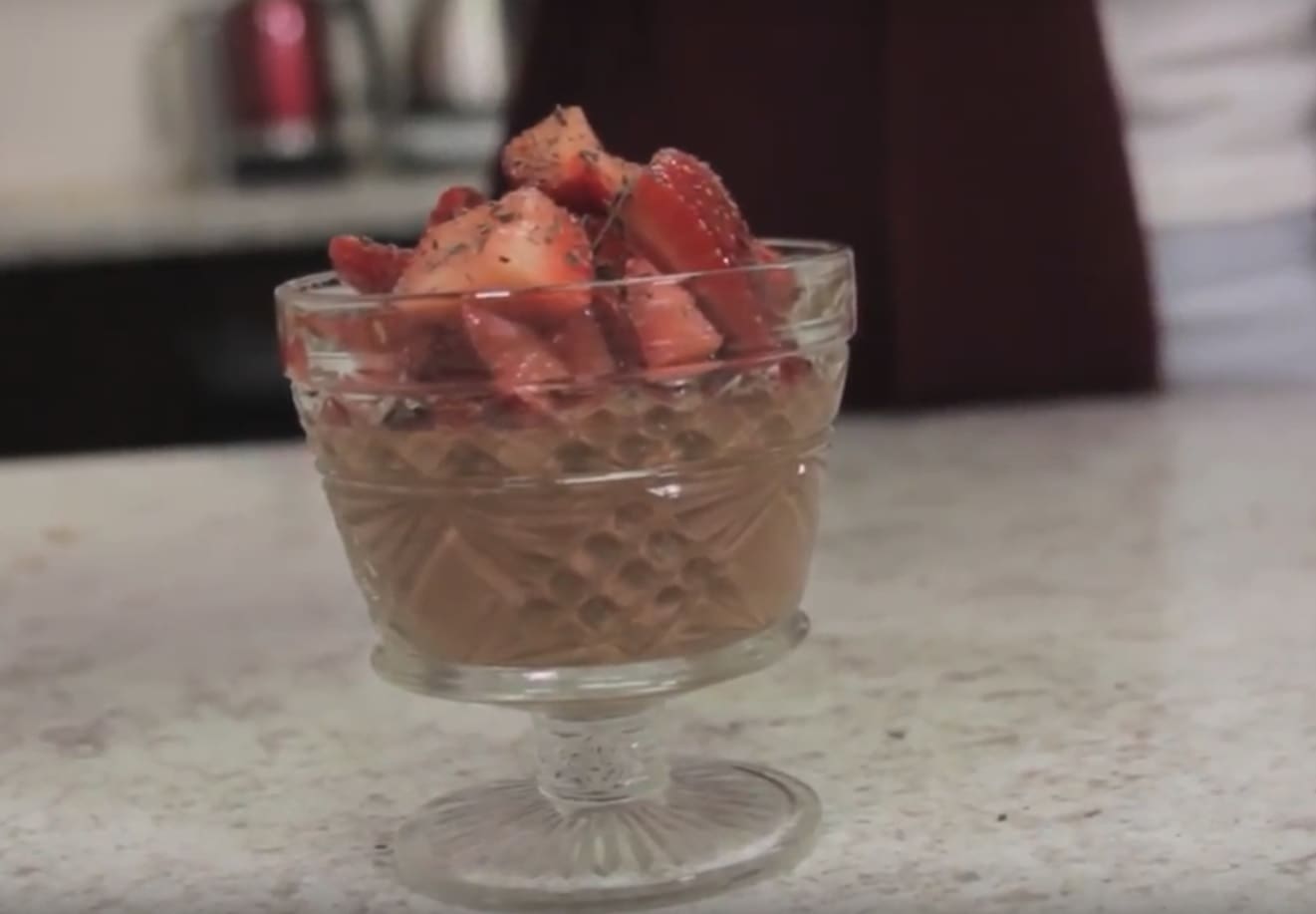 Mocha Panna Cotta w/ Amaretto Strawberries