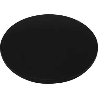 An ECM G1009 Short Bean Hopper Lid, round and flat in solid black, is shown from a slight angle against a white background. © 2025 1st-line.com