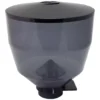 The 1st-Line 1 Complete Bean Hopper is a large, semi-transparent black plastic container with a circular lid and bottom spout, perfect for dispensing beans or dry goods with 1st-Line coffee equipment. © 2025 1st-line.com