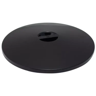 The 1st-Line Bean Hopper Cover - 180mm is a round, flat black cover with a central cut-out slot, shown at an angle on a white background. Ideal as an accessory for 1st-Line espresso machines. © 2025 1st-line.com