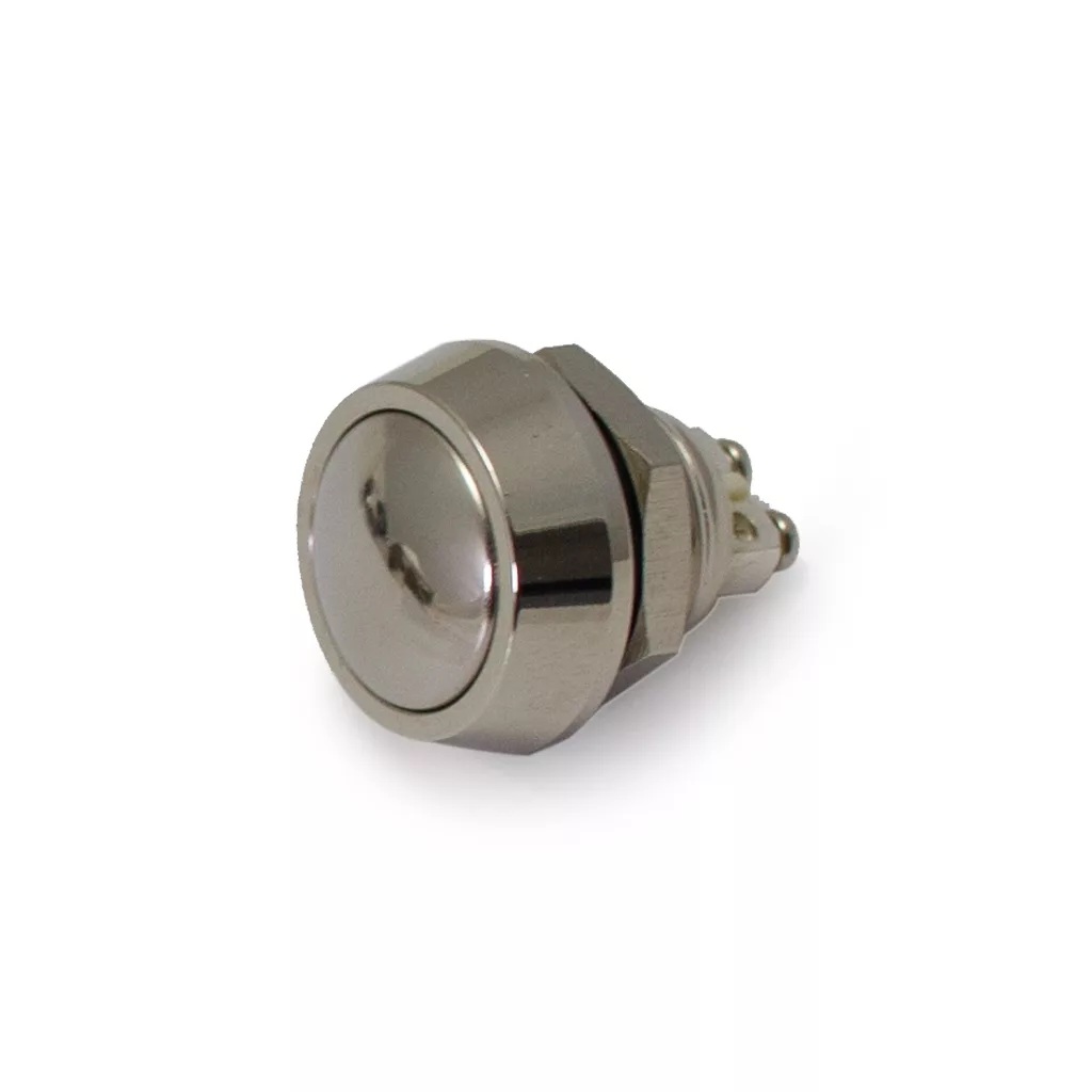 The 1st-Line P022 Push Button is a metallic, round switch with a domed surface and threaded base, designed for panel mounting in coffee or espresso machines. Shown against a white background. © 2025 1st-line.com