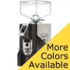 A modern black Eureka Mignon Perfetto Espresso Coffee Grinder with a digital display and clear hopper sits above a yellow banner reading “More Colors Available.”. © 2025 1st-line.com