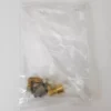 A small plastic bag holds several brass fittings, including an elbow and threaded parts, ideal for the Bezzera 5194631.01R Pump to Solenoid Valve Hose Kit, displayed on a white surface. © 2025 1st-line.com