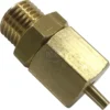 A close-up of the ECM C219900561 1/4 Vacuum Breaker Valve shows its brass body with a threaded male end, hexagonal center, and a small pin on the opposite side. © 2025 1st-line.com