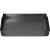 A rectangular, shallow, black metal tray with raised edges on three sides, similar to the Lelit MC726/42 Stainless Steel Water Tray, ideal for organizing papers or small items. © 2025 1st-line.com