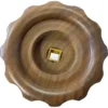 The 1st-line Steam / Hot Water Knob features a round wooden design with wavy edges and a square golden-brown stone center, showcasing visible wood grain for a rustic, handcrafted look. © 2025 1st-line.com