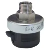 A close-up of the Bezzera 7666005 Pressure Sensor ETX165, showing its metallic threaded top and black plastic connector, isolated on a white background. Suitable for Bezzera espresso machines and various automotive uses. © 2025 1st-line.com