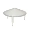 A transparent, round plastic object with a conical top and three short legs, resembling a small stand or cover, pictured on a white background. © 2025 1st-line.com
