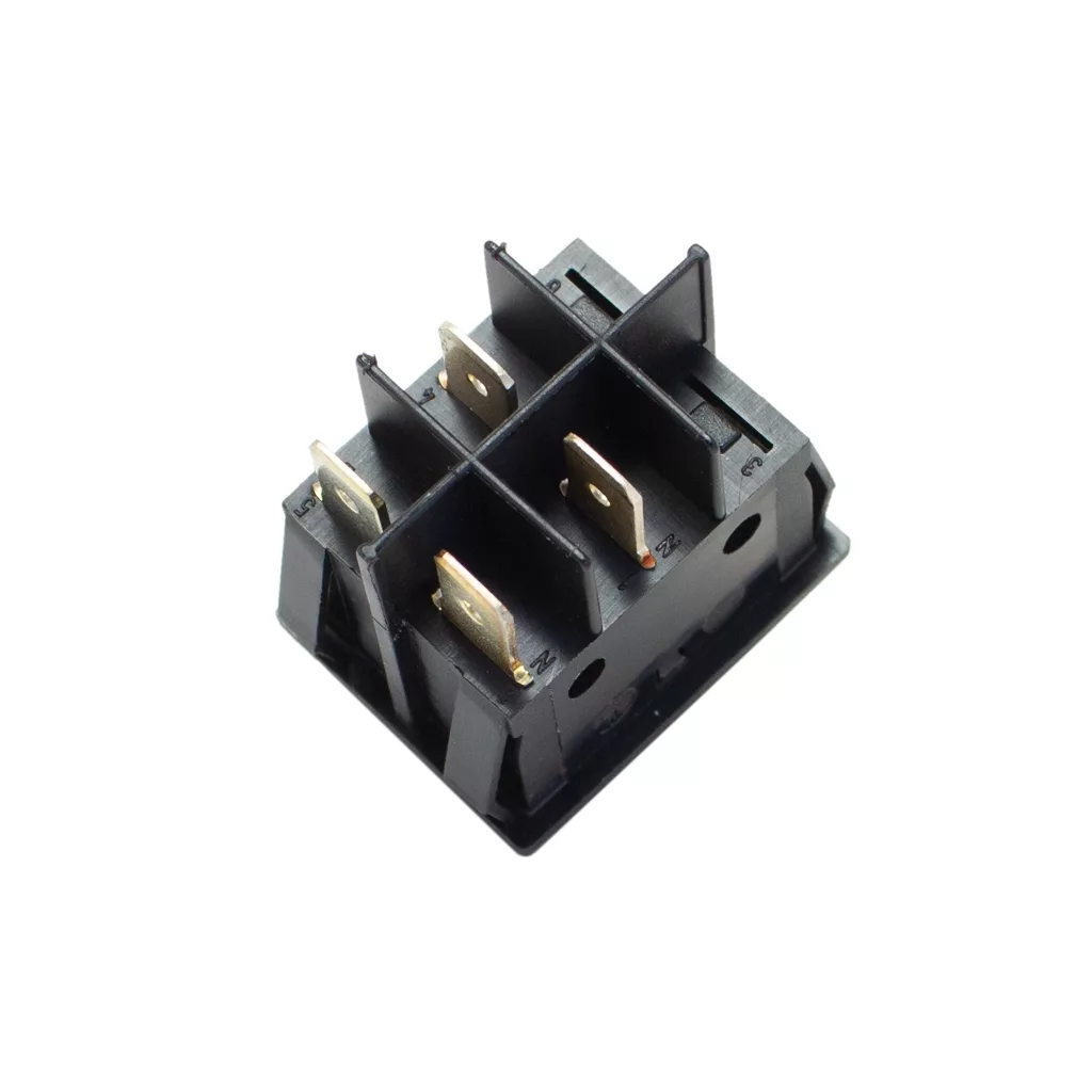 An orange plastic Ascaso TI.210 Lamp 4 Faxton Switch socket with six metal terminals in two rows is shown at an angle against a white background. © 2025 1st-line.com