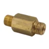 The Bezzera 5302079 Fitting M14xM13 is a brass hex nipple with male threads on both ends and a hexagonal center for easy wrench tightening when joining two female-threaded pipes or fittings. © 2025 1st-line.com