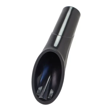 The Bezzera 5371203 Plastic Snake Handle for Bezzera Strega is a black plastic and metal vacuum cleaner attachment with a wide oval opening and angled blades for trimming pet hair from surfaces. © 2025 1st-line.com