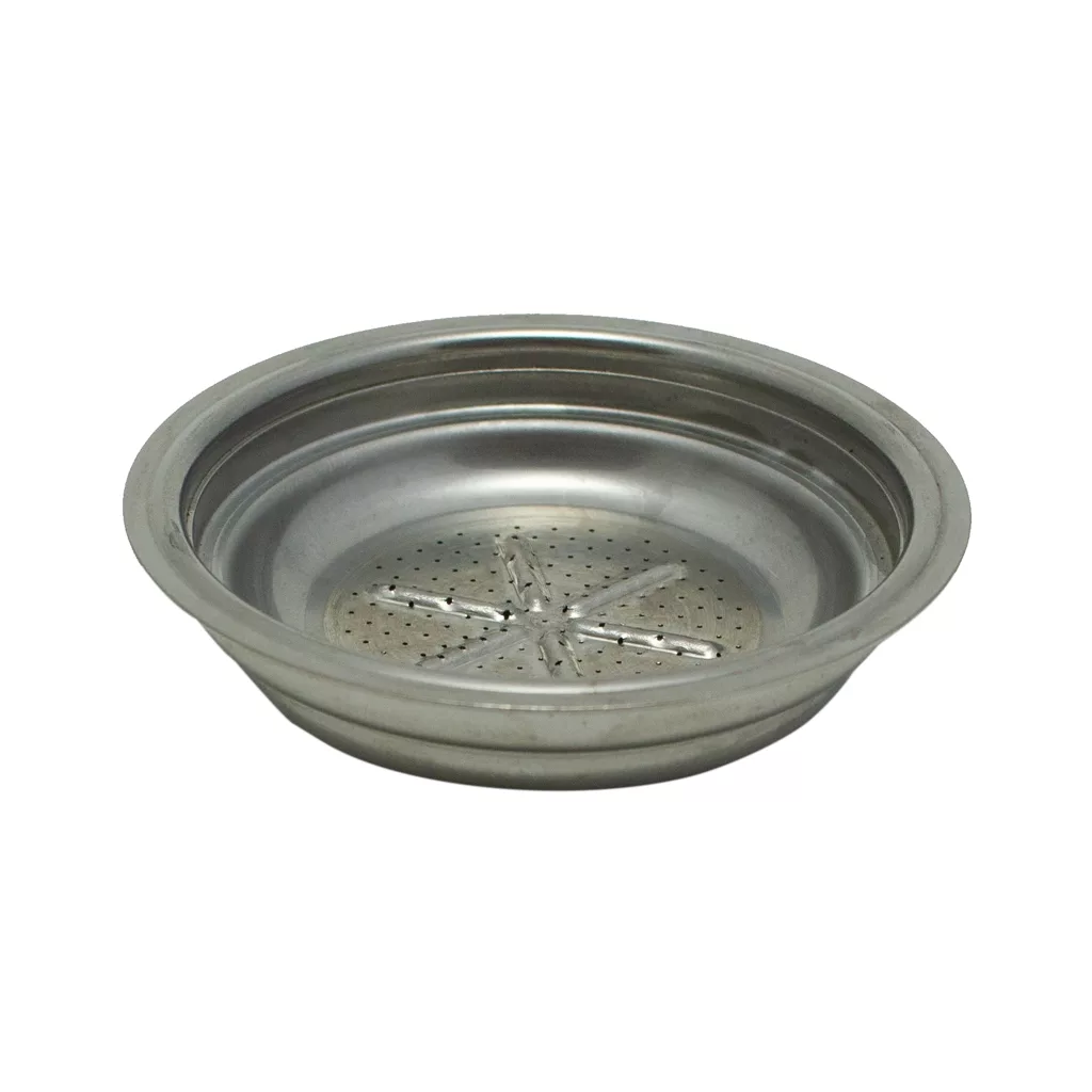 The discontinued Bodum 01-3020-16-620 1-Cup Filter Basket, designed with small holes for espresso machines, is displayed against a white background. © 2025 1st-line.com