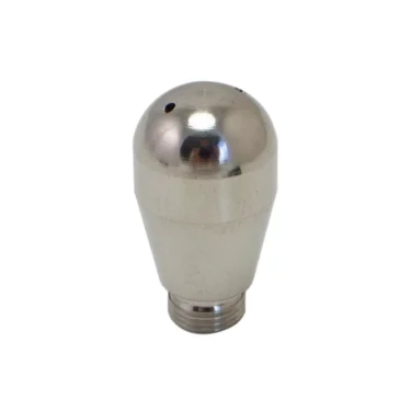 The Lelit MC2200056 2-Hole Steam Tip features a metallic, dome-top design with a threaded base and small upper hole, made for easy attachment. Shown isolated on white. Compatible with Lelit MC2200056 machines. © 2025 1st-line.com