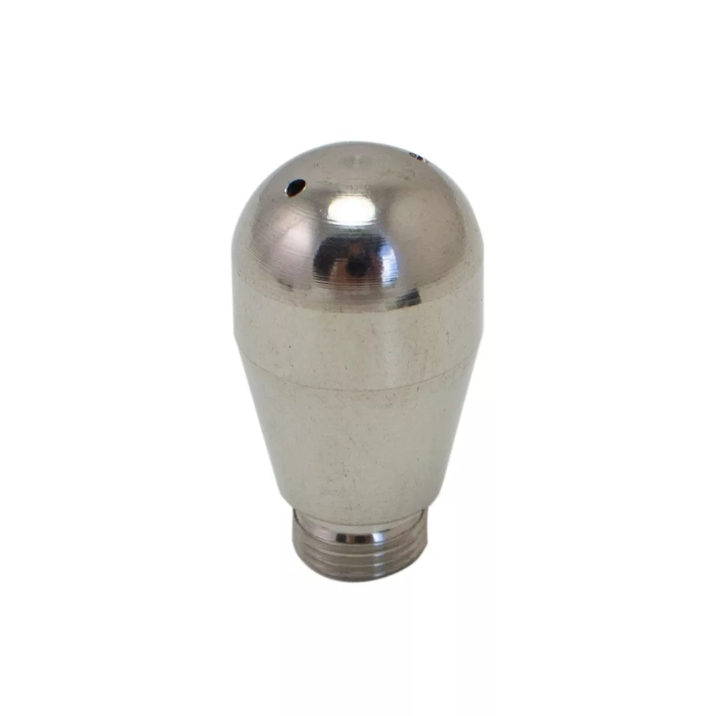 The Lelit MC2200056 2-Hole Steam Tip features a metallic, dome-top design with a threaded base and small upper hole, made for easy attachment. Shown isolated on white. Compatible with Lelit MC2200056 machines. © 2025 1st-line.com