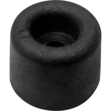 The Quamar Q160096 Foot / Leg is a black, cylindrical rubber bumper with a hollow center and rounded edges, designed to cushion or protect surfaces from impact or vibration. © 2025 1st-line.com