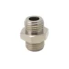 The VBM RACCARPRERIS 1/4MX1X4M 2101004 PRE-HEATED CHARGING FITTING is a silver metal hex nipple with male threads on both ends and a hexagonal center, ideal for connecting two threaded pipes or fittings. © 2025 1st-line.com