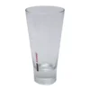 The Kimbo Long Drink Glass - 10 fl oz features a clear, thick base and KIMBO printed vertically in red on the side, shown empty against a plain white background. © 2025 1st-line.com