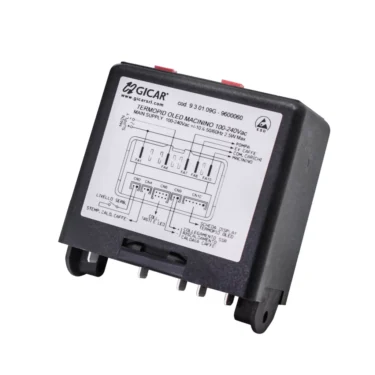 The Lelit Kate PC Board/Brain Unit is a black electronic control module with a wiring diagram and technical specs on a white sticker, designed for use in Lelit Kate coffee machines or similar equipment. © 2025 1st-line.com