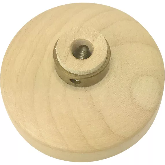 The Ascaso PM.425 Maple Wood Steam Knob is a round, light maple wood disc with a central metal threaded insert and a small side hole in the metal part. © 2025 1st-line.com