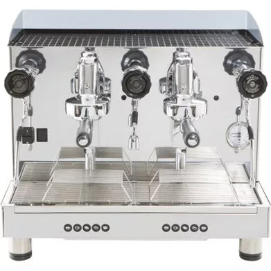 The discontinued Lelit PL2SVH2 Giulietta Espresso Machine for commercial use features stainless steel construction, two group heads, steam wands, control buttons, and 220v power—ideal for professional coffee making. © 2025 1st-line.com