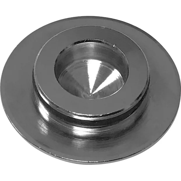A chromed brass knob cap and o-ring for Vibiemme, featuring a circular design with a conical center, is shown resting on a white background. © 2025 1st-line.com