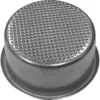 The 1st-line 50mm 2-Cup Filter Basket is a round, metal mold with a wide rim and a textured, grid-patterned bottom, similar to those used for baking cakes or pastries. © 2025 1st-line.com