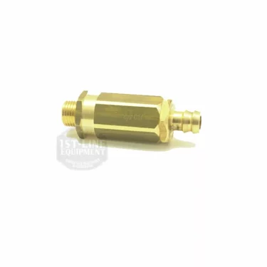 A 2.5 Bar Expansion Valve with a hexagonal brass body, threaded end on the left, and a 1/8M connector quick-connect fitting with gasket and internal spring, isolated on a white background. © 2025 1st-line.com