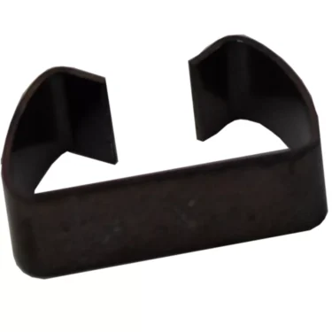 A close-up photo of the Small Spring for Cimbali Switch, a U-shaped metal clip with squared ends and a dark finish, used in switch assemblies, shown against a white background. © 2025 1st-line.com