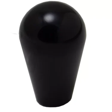 A glossy, solid black M10 Knob for E61 Faema Grouphead Levers with a rounded top and cone shape, displayed against a plain white background. © 2025 1st-line.com