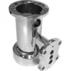 Polished metal deck hardware part with flanges and round openings, for mounting and connecting tubes or pipes on boats. Offers quality comparable to the Bezzera 5283052TW Lever Group Body. © 2025 1st-line.com