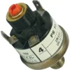 Close-up of a VBM ELETPREDOMSU Jaeger Pressure Switch featuring two metal terminals, a red button on top, and labeled numbers and text on a white band around its body. © 2025 1st-line.com