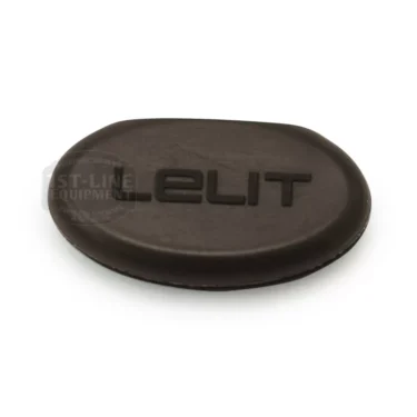 A Lelit 8600009 Rubber Spacer, black and oval-shaped with “LELIT” engraved, is shown on a white background. © 2025 1st-line.com