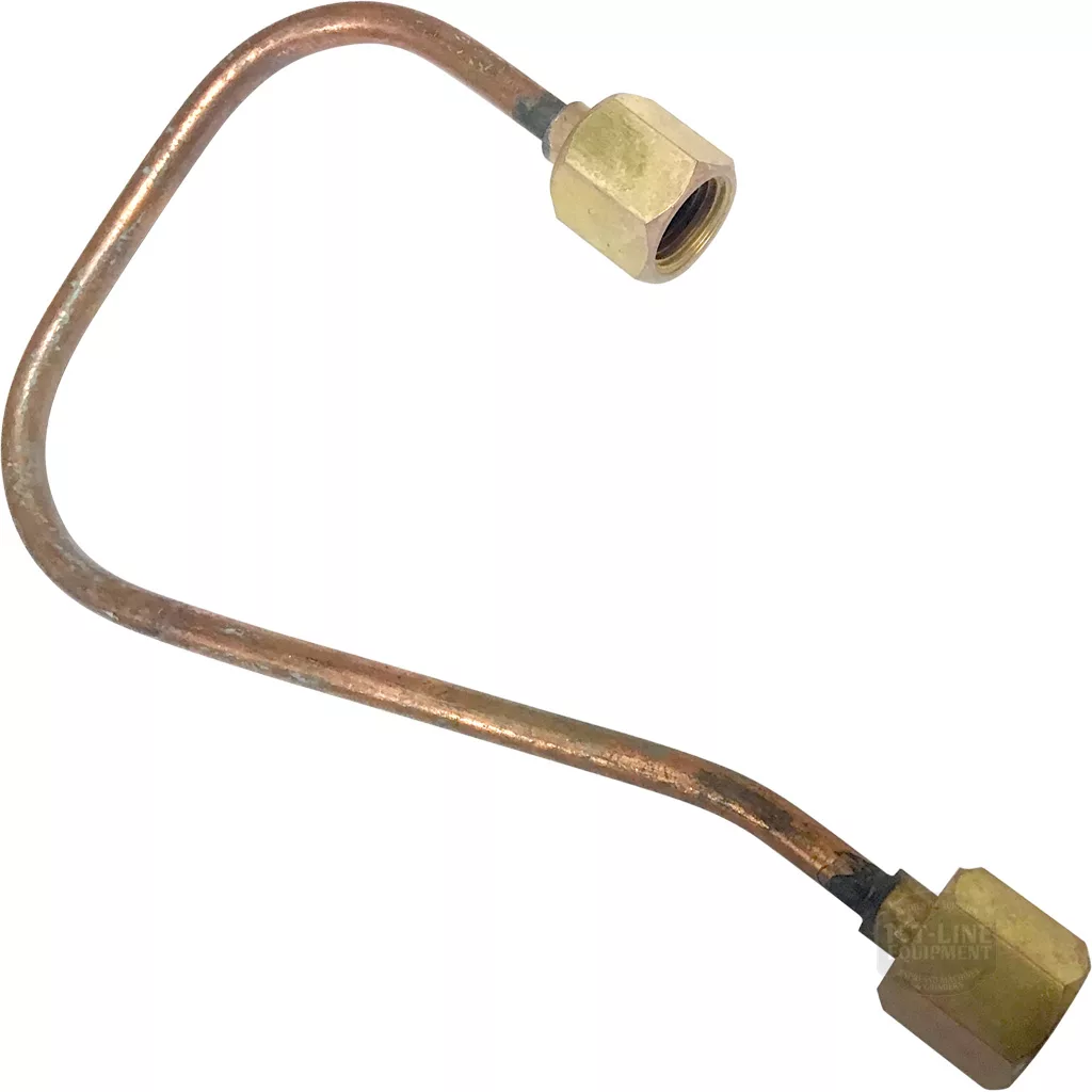 The Ascaso I.4706 Copper Tube to Steam Valve, featuring brass compression fittings on both ends, is used for plumbing connections, refrigeration, HVAC systems, or as a steam valve connection. © 2025 1st-line.com