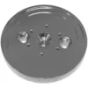 The Lelit MC191 Grouphead Dispersion Plate is a polished, round silver metal plate with a reflective surface and multiple symmetrically arranged holes of different sizes around a larger central threaded hole. © 2025 1st-line.com