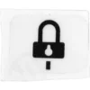 The Lelit MC377 Grouphead Lock Sticker features a black padlock icon with a keyhole and dash, printed on a white rectangular label—ideal for Lelit machines. © 2025 1st-line.com