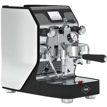 The VBM Super Digital DUAL PROFILER Dual Boiler Espresso Machine features a sleek black and stainless-steel look, dual boiler, steam wand, pressure gauge, portafilter, and digital display for modern espresso brewing. © 2025 1st-line.com