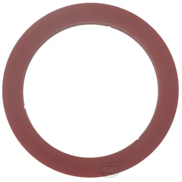 A Cafelat Red Silicone 58mm Grouphead Gasket for E61 portafilter, with a small indent, is shown on a white background. © 2025 1st-line.com