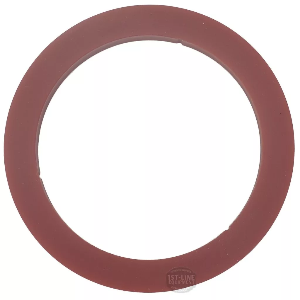A Cafelat Red Silicone 58mm Grouphead Gasket for E61 portafilter, with a small indent, is shown on a white background. © 2025 1st-line.com