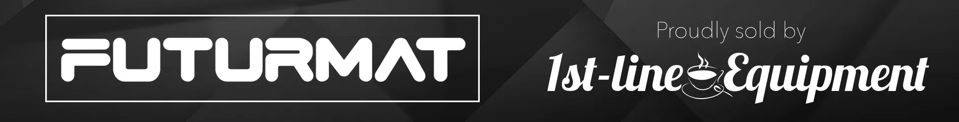 Banner featuring the Futurmat logo in bold white letters on a dark background, with the text Proudly sold by 1st-line Equipment displayed on the right in elegant font. © 2025 1st-line.com